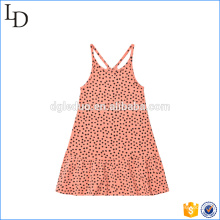 Peach Pink Mini 100% cotton baby dress shoulder simple print dress